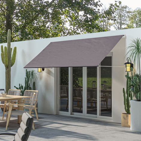 Tenda da sole manuale a scomparsa, inclinazione regolabile, 300 x 120 cm, protezione UV, alluminio, poliestere grigio scuro
