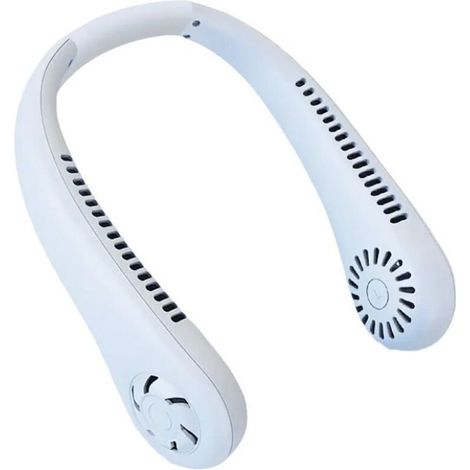 Ventilateur de cou portable. Ventilateur sans pales réglable à 360° avec batterie intégrée de 1200 mAh - blanc. (1/4)