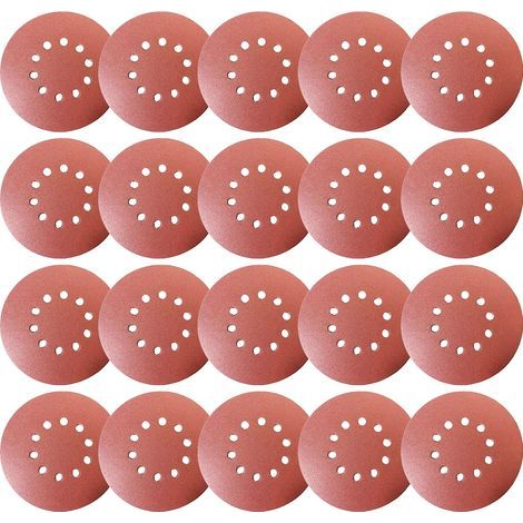 AIDUCHO Disque de Ponçage 35pcs Disques Abrasifs,Disques abrasifs Diamètre 225 mm Grain5XP60/80/100/120/180/240/320 10trous en rouge Papier abrasif pour construction a sec(35pcs) (1/5)