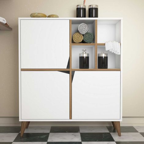 Wandschrank Pulse Weiß Walnuss Melamin 100x115x30 cm (1/5)