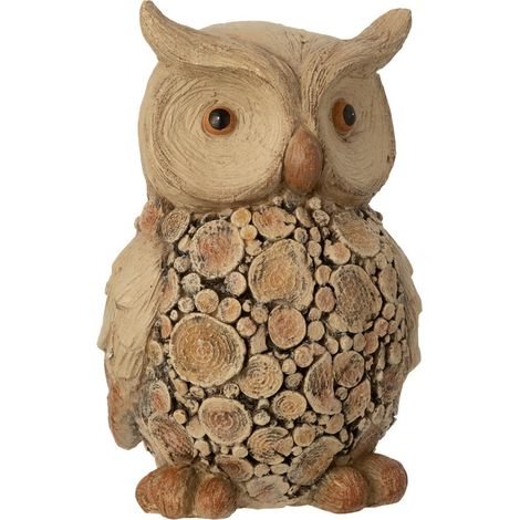 Statuette Hibou "Imitation Bois" 29cm Naturel (1/3)
