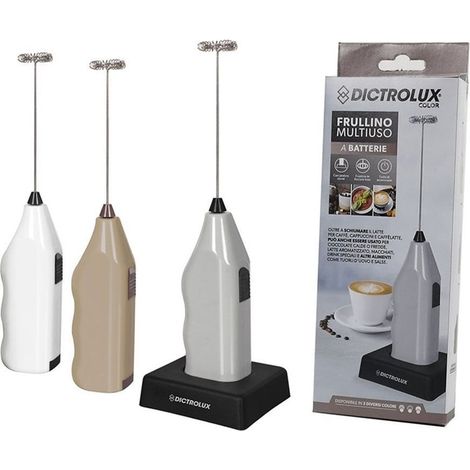 TrAdE Shop Traesio - Frullino Multiuso A Batterie Schiumino Monta Latte Cappuccino Caffe' 3 Colori Con Base - (1/3)