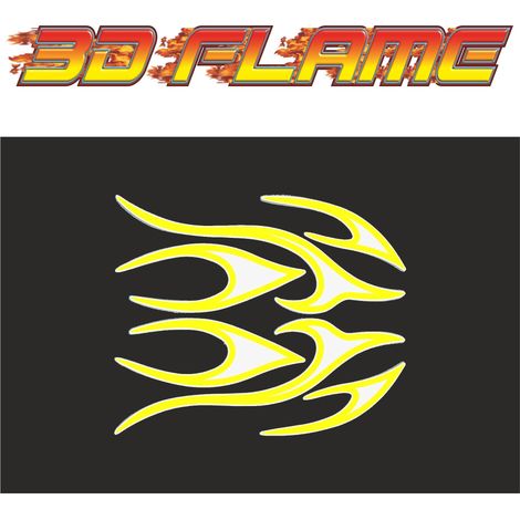 Adesivi Fiamme 3D Gialle Kit 6 Elementi Dimensioni foglio 24 x 20 cm (1/5)