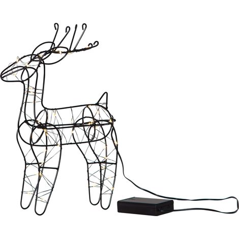 Star Trading LED cerf Indy de Star Trading, lumière de Noël décorative avec minuterie en métal noir, blanc chaud, fonctionne sur piles, hauteur : 29,5 cm (1/5)