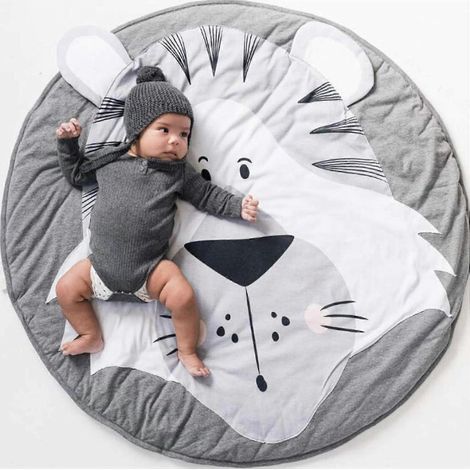 Coussin rond pour enfant, motif animal, portable, coussin rond à dessin animé, coussin de jeu pour bébé (Tigre) (1/3)
