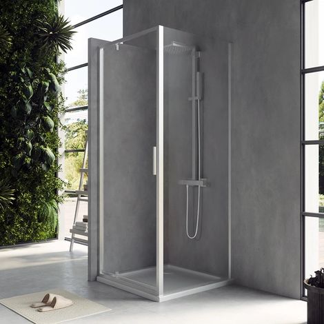 Exagonshop Box doccia 80x80 Rio a pivot vetro 6 mm trasparente H