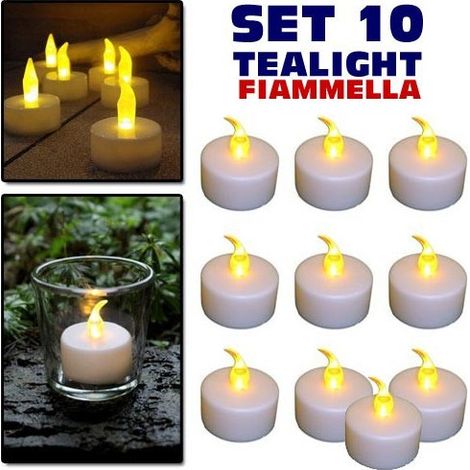 Trade Shop - SET 10 CANDELE LANTERNE TEALIGHT TEA ELECTRICAL LED BATTERIA DECOR - (1/4)
