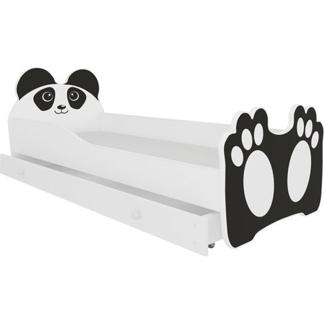 Lit enfant avec motif petit panda 70x140 ou 80x160 - Matelas inclus - Tiroir de rangement-70x140 (1/5)