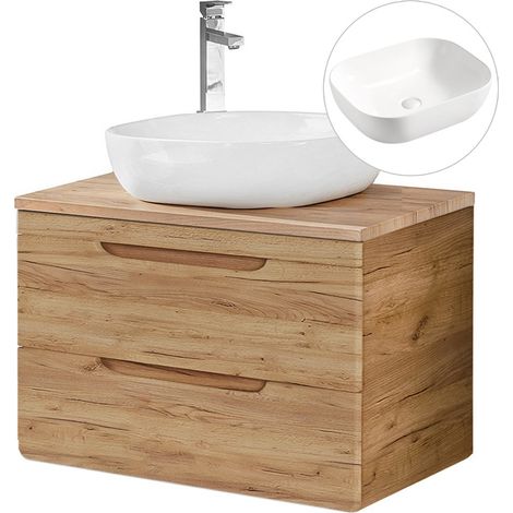 Waschtisch 80 cm mit 50 cm Keramikbecken LUTON-56-CRAFT Wotan Eiche Nb., B/H/T ca. 81/76,5/46 cm (1/5)