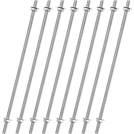 8pcs Tige Filetée Complète M4x150mm, Tiges Filetées à Mouvement Linéaire Filetage à Droite Acier Inoxydable 201 avec Écrous Hexagonaux Rondelle pour Serre-Joints U-Boulon, Argenté (1/5)