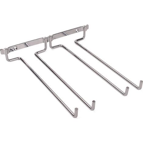 Porte Verres Suspendu, Support Verre à Vin Chromé à Deux Rangées de Support Mural pour Verres à Pied Sous Étagère Rangement pour la Maison et le Bar (1/5)