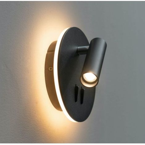 Lampe de lecture double LED élégante avec interrupteur – Noire – Bilbao