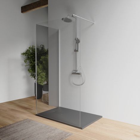 Doppio walk in cromato 60x100 cm vetro 8mm trasparente anticalcare h200 Keros (1/4)
