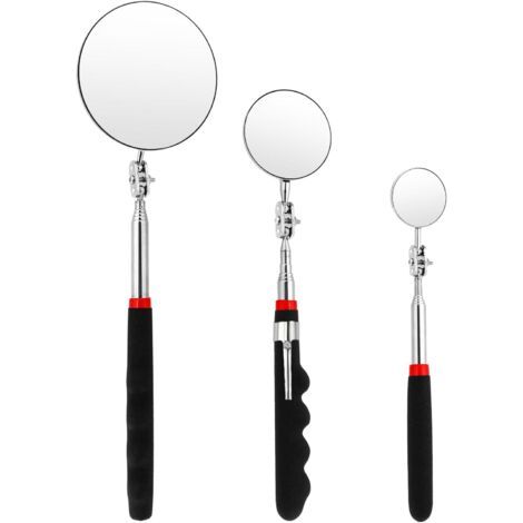 Ensemble de miroirs d'inspection, miroir télescopique, miroir d'outillage, miroir d'inspection automobile portable rotatif à 360°, pour la réparation automobile, 3 tailles (1/5)