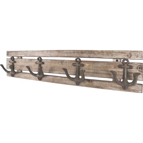 Patère murale coloris vintage - Dim : L 66 x P 7 x H 14 cm - PEGANE -