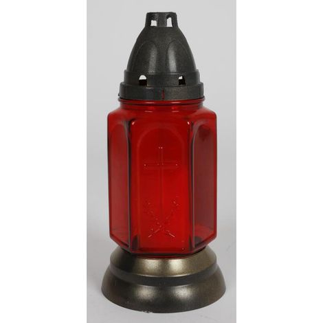 Glas-Grablicht Öllicht rot Kerze Echtwachs Trauer Friedhof Deko 30h, Höhe: 25cm