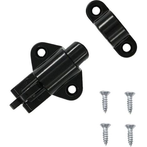 Loquet porte 4 pièces, verrou automatique extérieur, loquet fenêtre pêne ressort, noir aluminium avec vis (1/5)
