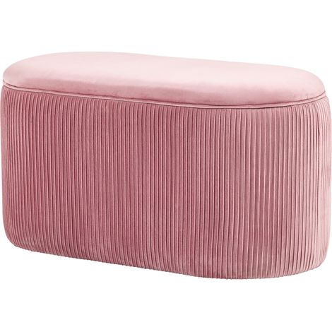 Banquette capitonnée velours rose antique avec rangement 81x40x41 cm