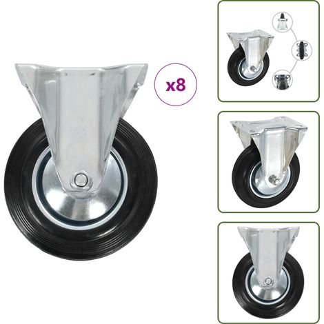 The Living Store Rotelle Fisse 8 pz 160 mm - Ruote in gomma