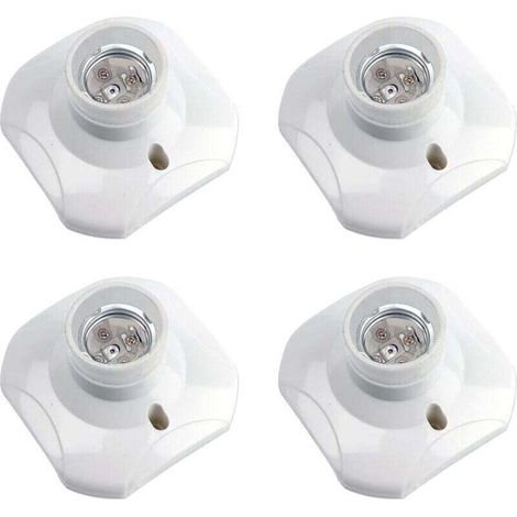 Lot de 4 Douille Plafond E27 à Visser, Douille E27 Garage, AC 220-240V, Support Douille pour Ampoule LED, Base Plafonnier Culot E27, Base de Lampe Plastique Blanche pour Lampe au Mur