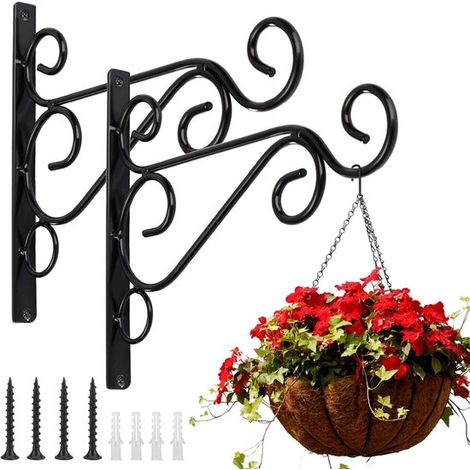 Crochets muraux pour plantes Longziming – 25 cm – Lot de 2 – Pour suspendre jardinières, paniers de jardin et accessoires d'extérieur (1/5)