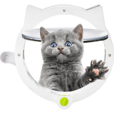 Porte pour Chat, Porte à Chatière Magnétique 4 Modes De Verrouillage Porte pour Chat, Adorable Forme de Chaton, Automatique en Sûre pour Portes Intérieures Et Extérieures Fournitures pour Animaux (1/4)