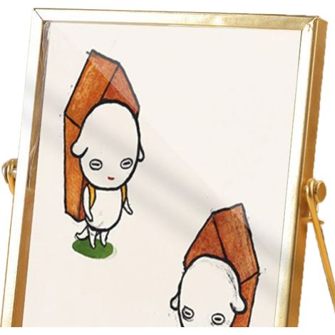 Cadre photo acrylique décoratif 14,5x19,5cm motif enfant dessin animé imperméable, ornement mural pour bureau, cadre doré métallique CBS1323 (1/4)