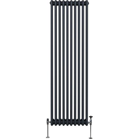 Radiador Tradicional Vertical de 3 columnas 1800mm x 472mm  Gris Antracita   Acero  Montado en pared  Kit de fijación y soportes  + Cepillo de limpieza GRATIS  Calefacción estufa calefactor