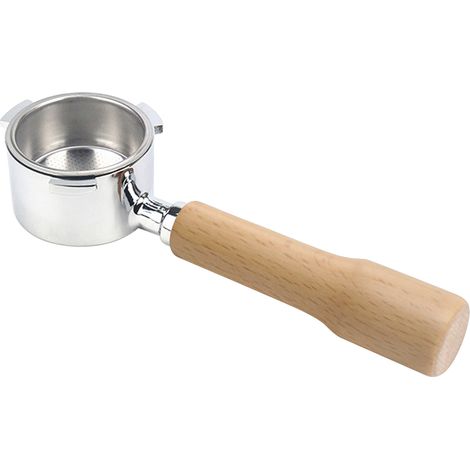 Kaffeemaschinengriff, 51 mm modifizierter bodenloser Griff aus Legierung, 51 mm Korbfilterlegierung mit drei Ohren aus Massivholz, Typ 3, C1-Buchenholz in natürlicher Farbe
