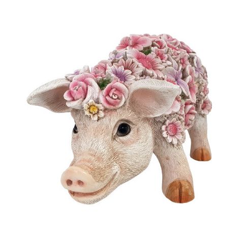 Dekofigur Blumenschwein stehend 16 x 13 x 31 cm Dekofigur