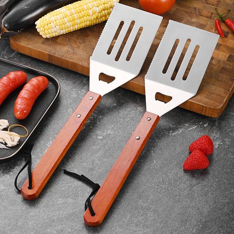 Spatule Barbecue - Acier Inoxydable Non Adhérent - Ouvre-Bouteilles Intégré - Pour Grillage Extérieur et Cuisine Intérieure - 39 x 9 cm - 1 Pièce (1/5)