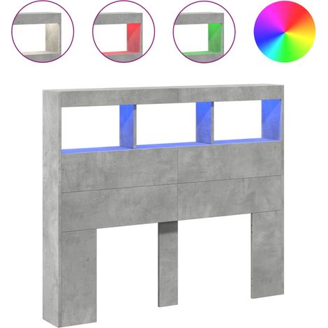 Maison Exclusive - LED-Kopfteil mit Ablagen Betongrau 120x17x102