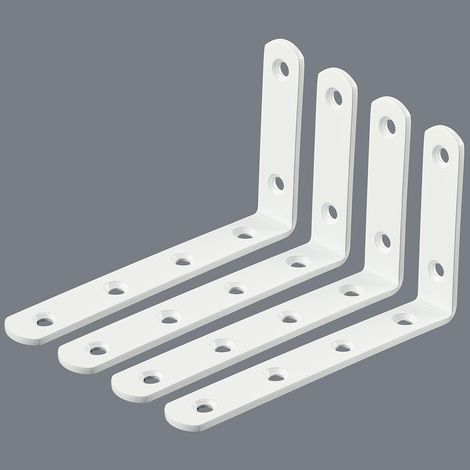 Eckregalhalterung, Wandmontage, 125 mm x 75 mm, Edelstahl, glänzend weiß, 4 Stück, EJ5207W-4P (1/4)