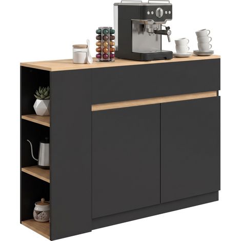 Sideboard, Buffet, großes Schrankfach, 3-stufiges Regal, Schublade, schwarz HOMAIRE 110x29x82 cm - Schwarz (1/5)