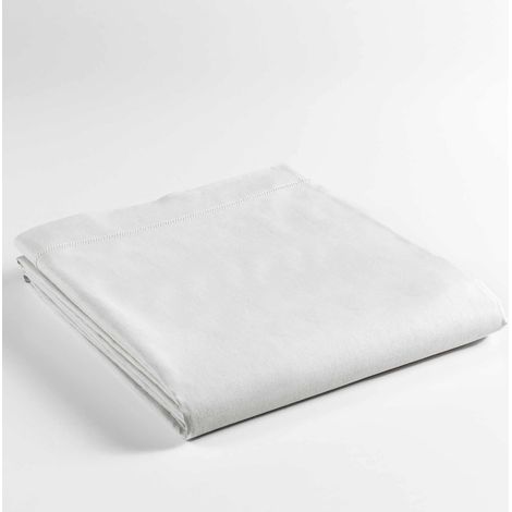 Drap plat 1 personne 180x290 cm - 100% coton - Blanc