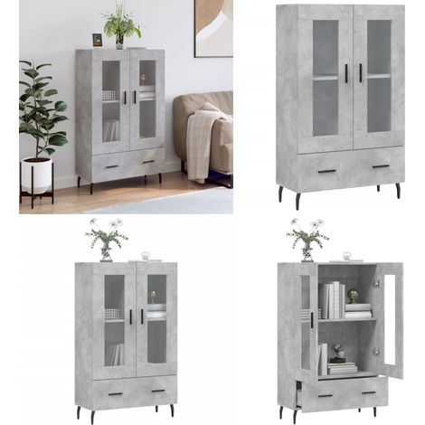 Buffet haut gris béton 69,5x31x115 cm bois d'ingénierie - Buffet Design - Meuble Rangement - Armoire Haute - Mobilier Contemporain - Buffet Industriel - Home & Living (1/5)