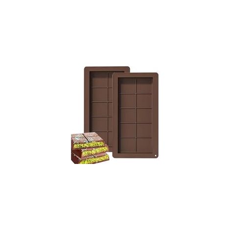 Lot de 2 Moules à Chocolat en Silicone Profonds, Moule à Tablette de Chocolat Antiadhésif pour Pâtisserie et Desserts Maison (1/4)