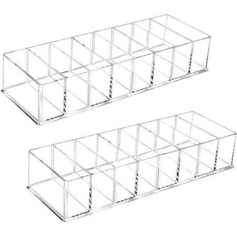 cajas de almacenamiento de maquillaje transparentes de 24,8 x 8,5 x 4,8 cm. Organizador de maquillaje transparente de plástico con compartimentos. (1/4)