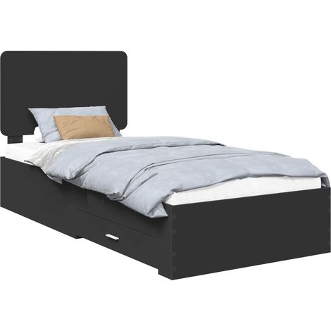 Maison Exclusive - Bettrahmen mit Kopfteil Schwarz 75 x 190 cm Ho