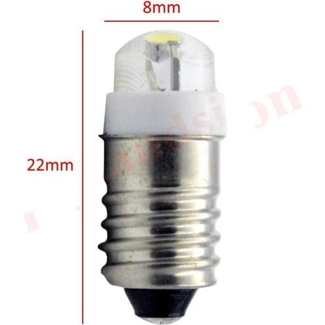 E10 Ampoule LED CC 3V 0.5W 6000K Blanc 200LM Ampoule LED pour Lampe Torche Lampe Torche, Terre Négative (Lot de 1) (1/3)