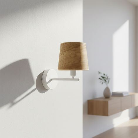 Aplique de Pared Blanco y Madera Clara Serie AITANA (1/5)