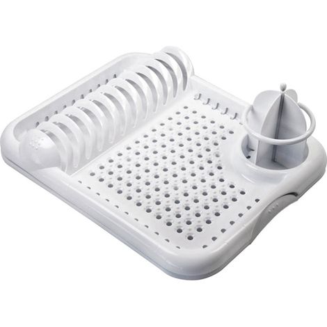 Laguelle Égouttoir à Vaisselle Compact Gris Métal et Blanc (1/3)