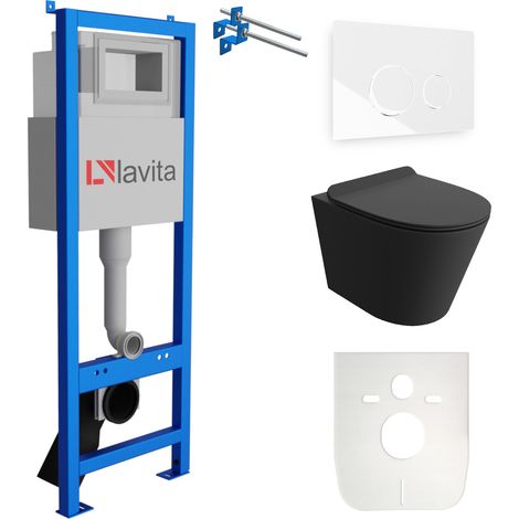 LAVITA WC Set mit Vorwandelement, Wand-WC und Spülknopf (1/5)