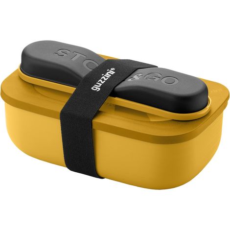 Set lunch box amarillo mango con posate 600x300x240