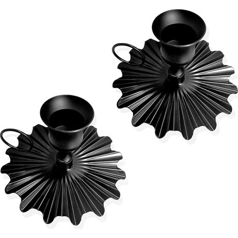 bougeoirs En Mtal Vintage Bougeoirs Noirs (2pcs) - Bougeoirs Coniques En Fer Forg Vintage, Parfaits Pour Le Cadeau De La Mre, La Dcoration De La F (1/5)