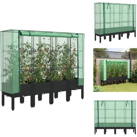 Jardinière surélevée avec housse aspect rotin 160x40x140 cm - Jardinière Surélevée - Jardinières Surélevées - Jardinière Surélevée De Jardin - Lit À Fleurs De Jardin Surélevé (1/5)