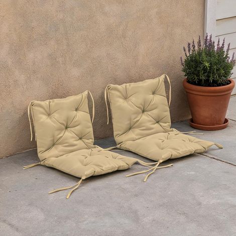 Coussin de chaise rectangulaire 98 x 50 cm lot de 2 teinte lin (1/5)
