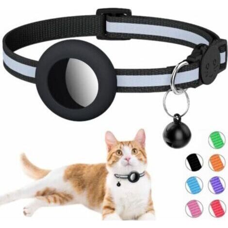 collier réfléchissant pour chat airtag avec cloche et support airtag compatible avec apple airtag, beau collier pour chat avec boucle de sécurité amovible pour chatons chiots (1/5)