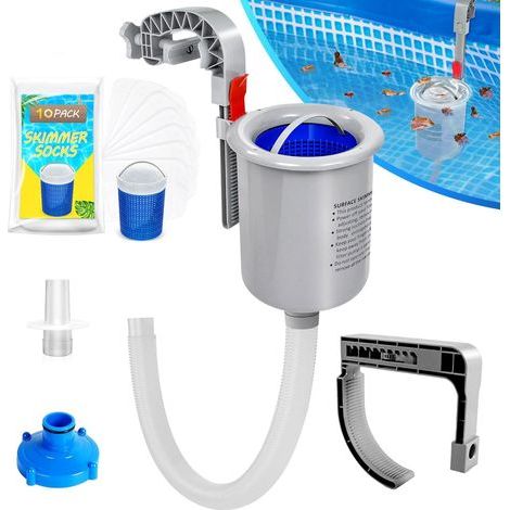Ortviai Skimmer pour Piscine Hors Sol avec 10 Chaussettes de Skimmer, Panier Flottant pour Piscine Hors Sol, pour Les Piscines Gonflables Intex, élimine Efficacement Les Feuilles et Les Débris (1/5)