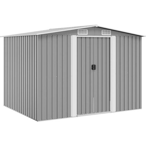Gartenschuppen Grau Metall 257 x 205 x 178 cm